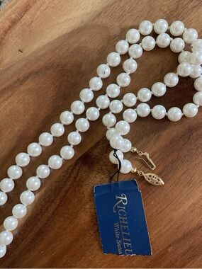 Vintage Faux Pearl Necklace 24” Gold Tone Clasp Classic Elegant 50s 60s